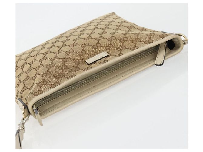 Borsa a Spalla GG Canvas Gucci Beige Oro 388924 Auth 176257 D'oro - vista 6
