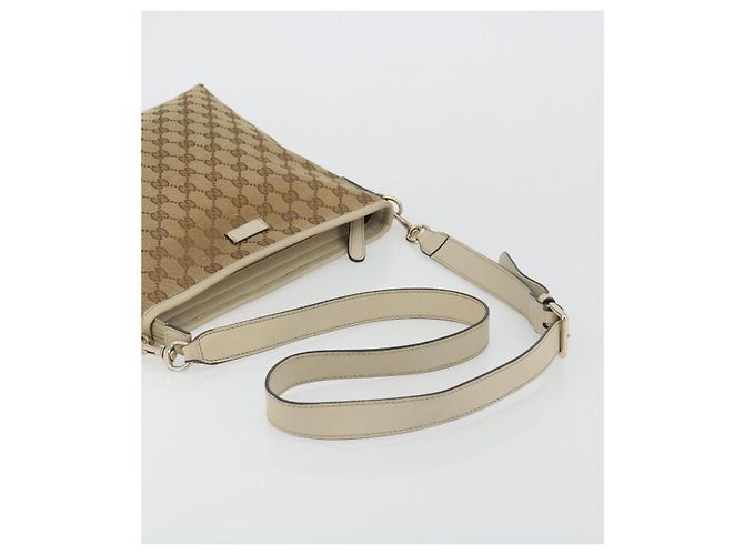 Borsa a Spalla GG Canvas Gucci Beige Oro 388924 Auth 176257 D'oro - vista 7
