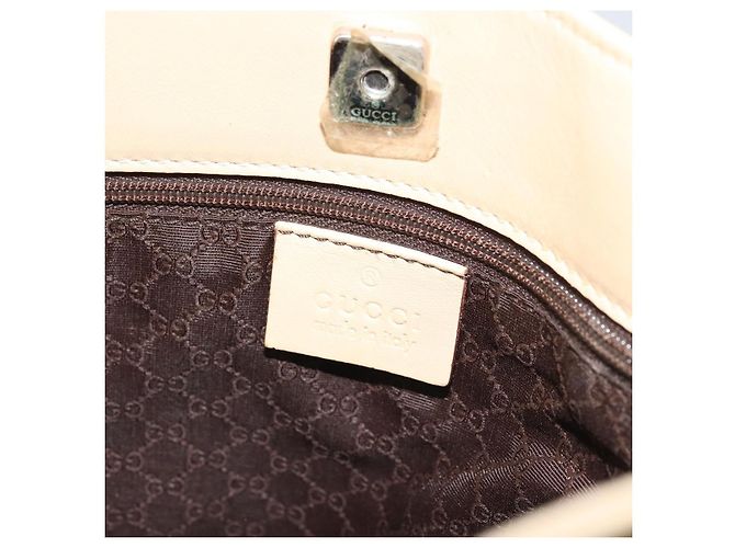 Borsa a Spalla in Pelle Beige Argento GUCCI 91761 Auth 176780 - vista 19