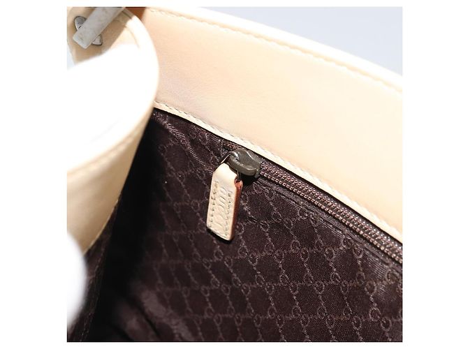 Borsa a Spalla in Pelle Beige Argento GUCCI 91761 Auth 176780 - vista 22