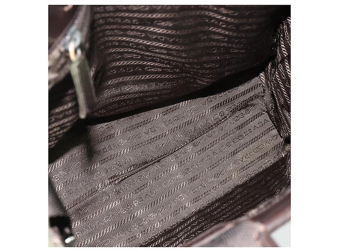 Borsa Tote PRADA in nylon khaki argento autentica bs34763 Cachi - vista 11