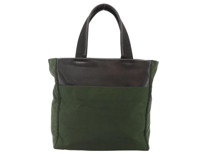 Borsa Tote PRADA in nylon khaki argento autentica bs34763 Cachi - vista 13