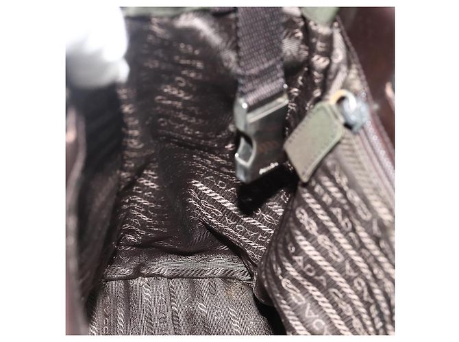Borsa Tote PRADA in nylon khaki argento autentica bs34763 Cachi - vista 18