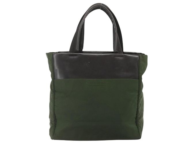 Borsa Tote PRADA in nylon khaki argento autentica bs34763 Cachi - vista 2