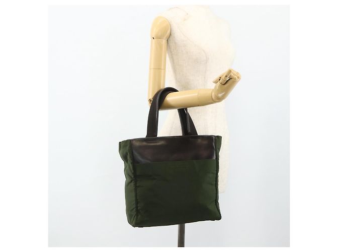Borsa Tote PRADA in nylon khaki argento autentica bs34763 Cachi - vista 23