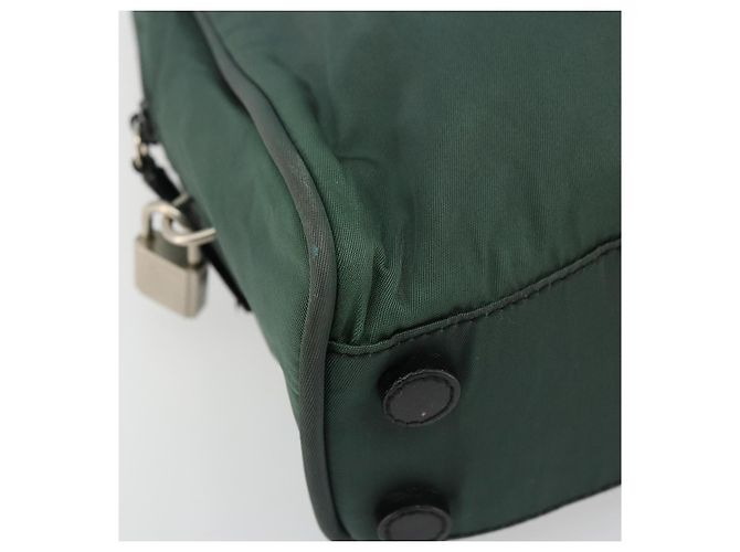 Borsa Tote PRADA in nylon verde argento Auth ep14041 - vista 14