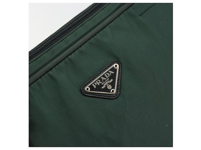 Borsa Tote PRADA in nylon verde argento Auth ep14041 - vista 17