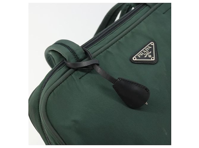 Borsa Tote PRADA in nylon verde argento Auth ep14041 - vista 18