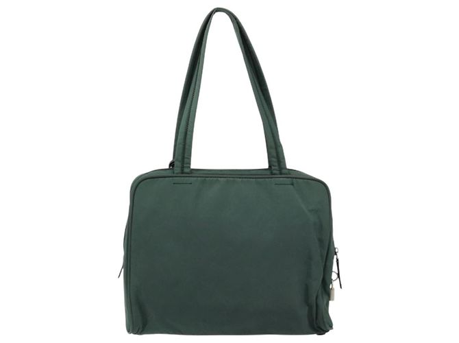 Borsa Tote PRADA in nylon verde argento Auth ep14041 - vista 2