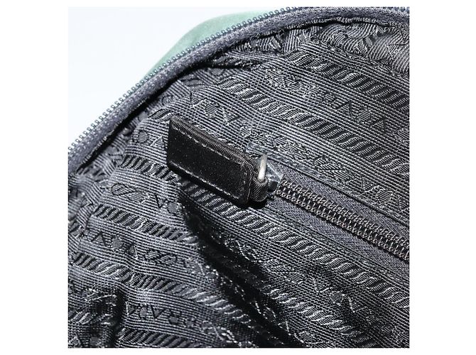 Borsa Tote PRADA in nylon verde argento Auth ep14041 - vista 23