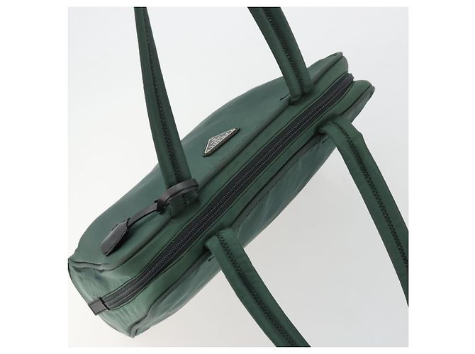 Borsa Tote PRADA in nylon verde argento Auth ep14041 - vista 6