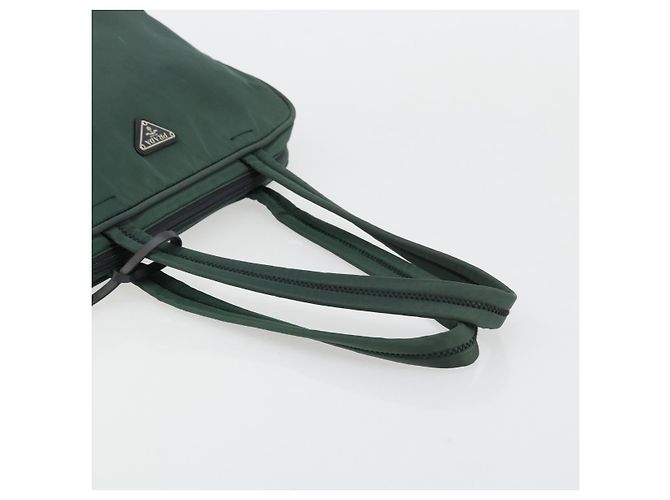 Borsa Tote PRADA in nylon verde argento Auth ep14041 - vista 7
