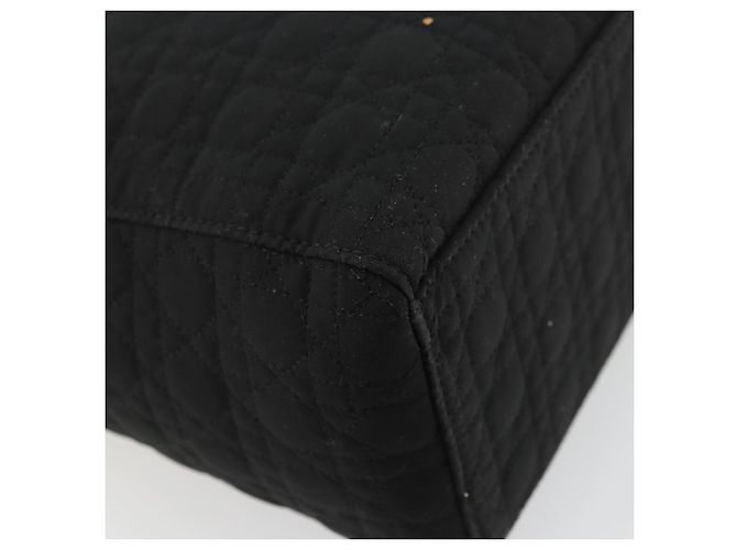 Christian Dior Borsa Lady Dior Canage in nylon nero e oro Auth ep14110 D'oro - vista 16
