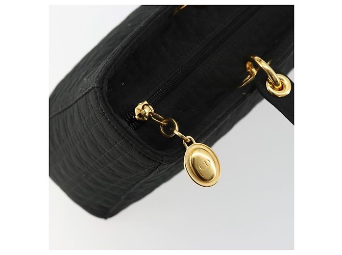 Christian Dior Borsa Lady Dior Canage in nylon nero e oro Auth ep14110 D'oro - vista 17