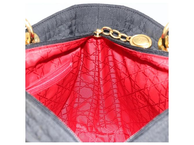 Christian Dior Borsa Lady Dior Canage in nylon nero e oro Auth ep14110 D'oro - vista 19