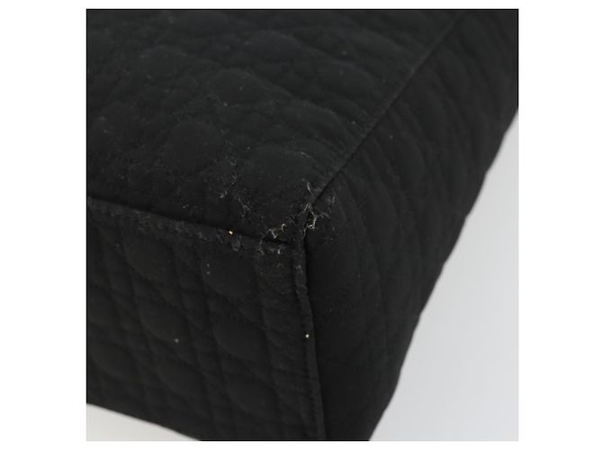 Christian Dior Borsa Lady Dior Canage in nylon nero e oro Auth ep14110 D'oro - vista 9