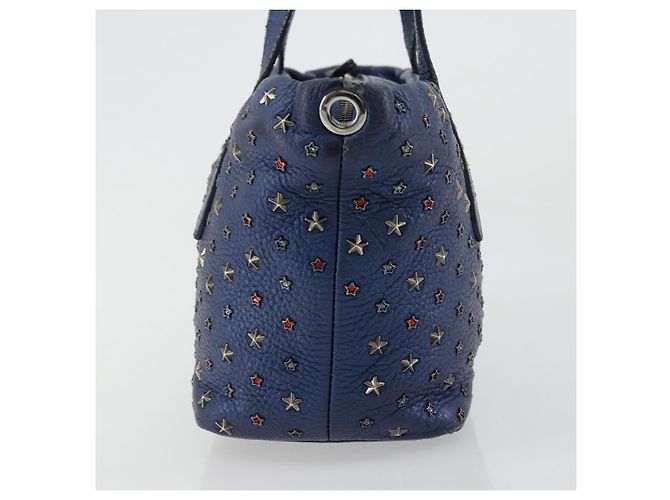 Borsa a mano in pelle Jimmy Choo con borchie 2 in 1 blu argento autentica ka4151 - vista 4