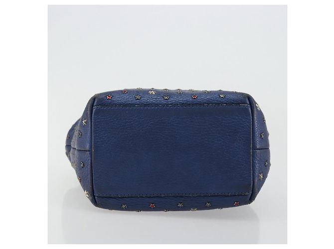 Borsa a mano in pelle Jimmy Choo con borchie 2 in 1 blu argento autentica ka4151 - vista 5