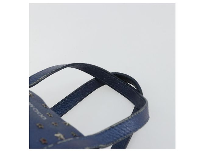 Borsa a mano in pelle Jimmy Choo con borchie 2 in 1 blu argento autentica ka4151 - vista 8