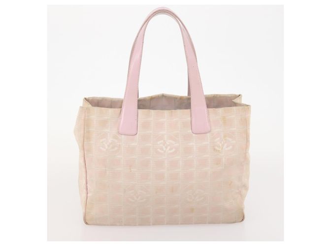 CHANEL Nuova Borsa Tote da Viaggio in Nylon 2 Set Rosa Beige CC Auth ti3896 - vista 10
