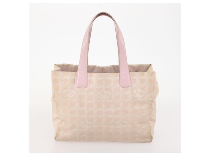 CHANEL Nuova Borsa Tote da Viaggio in Nylon 2 Set Rosa Beige CC Auth ti3896 - vista 11