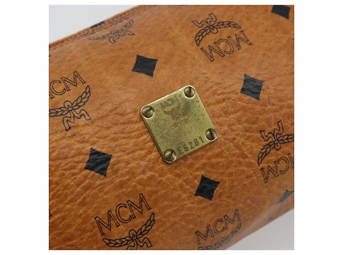 Borsa a Spalla MCM Vicetos Logogram in Pelle PVC Marrone Oro Auth ka4095A D'oro - vista 12