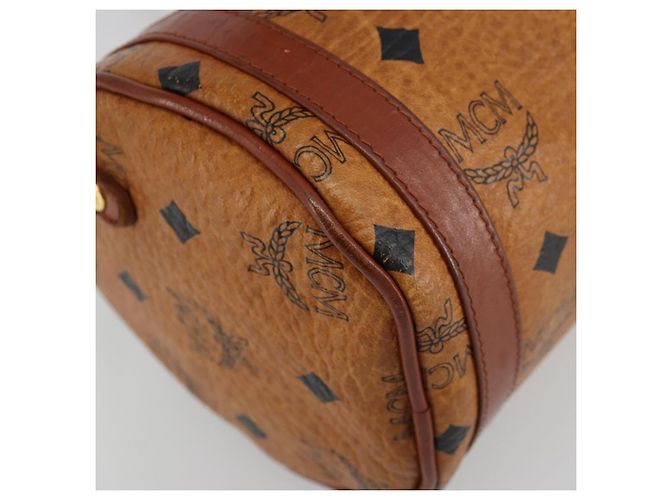 Borsa a Spalla MCM Vicetos Logogram in Pelle PVC Marrone Oro Auth ka4095A D'oro - vista 16