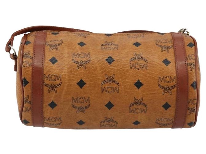 Borsa a Spalla MCM Vicetos Logogram in Pelle PVC Marrone Oro Auth ka4095A D'oro - vista 2