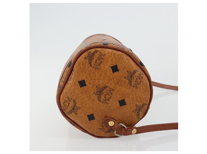 Borsa a Spalla MCM Vicetos Logogram in Pelle PVC Marrone Oro Auth ka4095A D'oro - vista 3