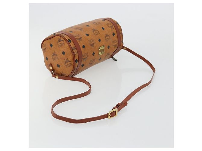 Borsa a Spalla MCM Vicetos Logogram in Pelle PVC Marrone Oro Auth ka4095A D'oro - vista 7