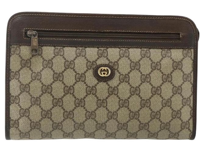 GUCCI GG Supreme Clutch Bag PVC Beige Oro 97 01 037 Auth bs34706 D'oro - vista 13