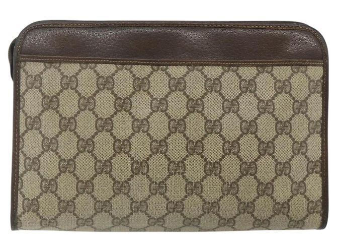 GUCCI GG Supreme Clutch Bag PVC Beige Oro 97 01 037 Auth bs34706 D'oro - vista 2