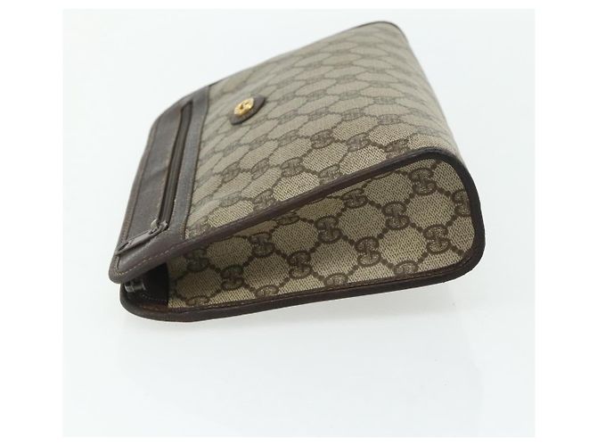GUCCI GG Supreme Clutch Bag PVC Beige Oro 97 01 037 Auth bs34706 D'oro - vista 3