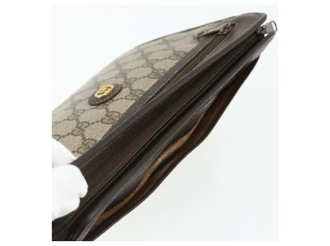 GUCCI GG Supreme Clutch Bag PVC Beige Oro 97 01 037 Auth bs34706 D'oro - vista 5