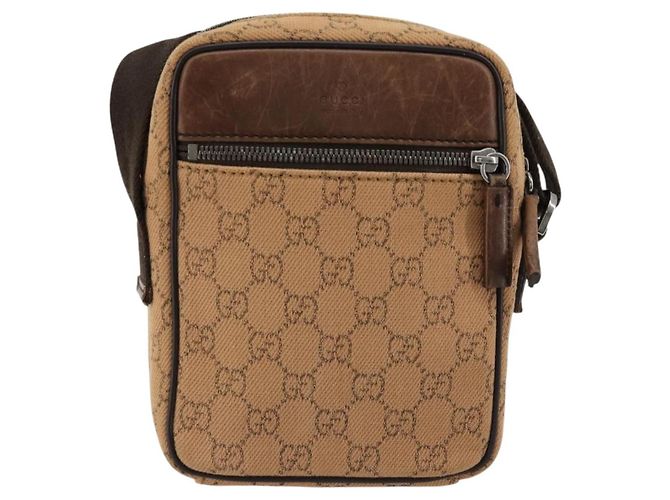 Borsa a Spalla GG Canvas Gucci Beige Argento 101680 Auth bs34651 - vista 13