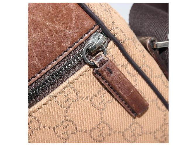 Borsa a Spalla GG Canvas Gucci Beige Argento 101680 Auth bs34651 - vista 22