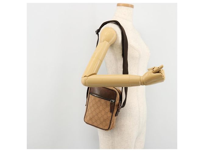 Borsa a Spalla GG Canvas Gucci Beige Argento 101680 Auth bs34651 - vista 24