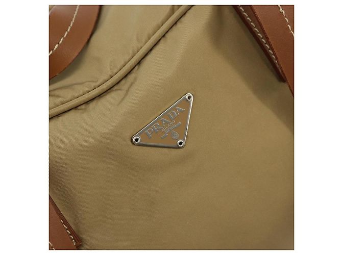 Borsa Boston PRADA in nylon argento beige Auth 176900 - vista 17