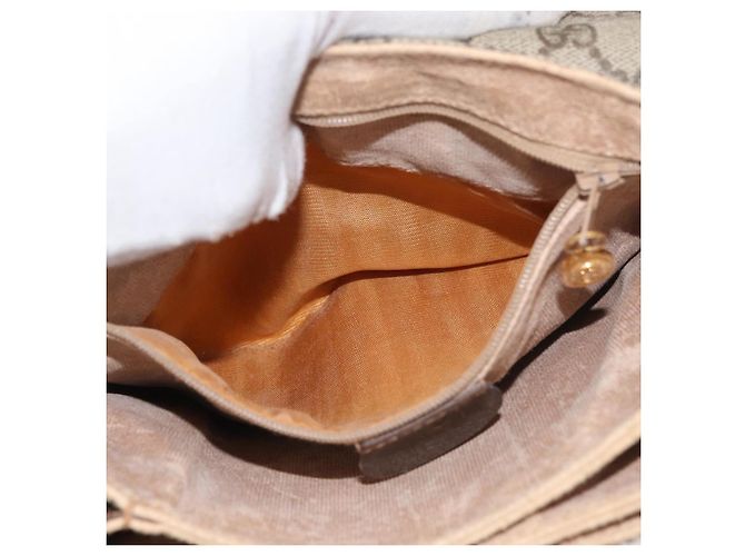 Borsa a Spalla Gucci GG Supreme Web Sherry Line PVC Beige Oro Auth 175366 D'oro - vista 11
