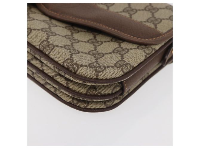 Borsa a Spalla Gucci GG Supreme Web Sherry Line PVC Beige Oro Auth 175366 D'oro - vista 14