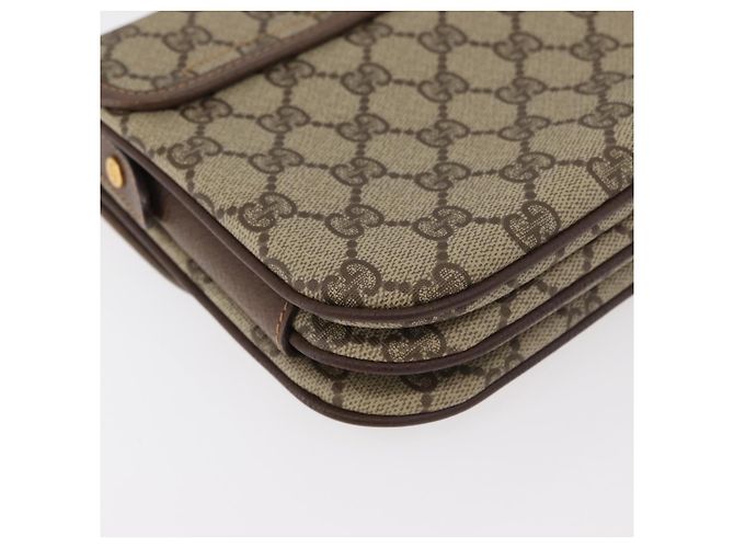 Borsa a Spalla Gucci GG Supreme Web Sherry Line PVC Beige Oro Auth 175366 D'oro - vista 15