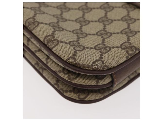 Borsa a Spalla Gucci GG Supreme Web Sherry Line PVC Beige Oro Auth 175366 D'oro - vista 16