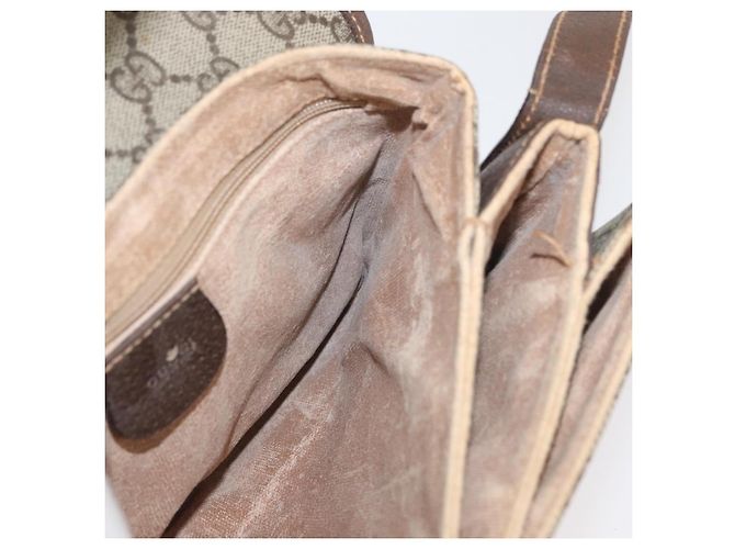 Borsa a Spalla Gucci GG Supreme Web Sherry Line PVC Beige Oro Auth 175366 D'oro - vista 19
