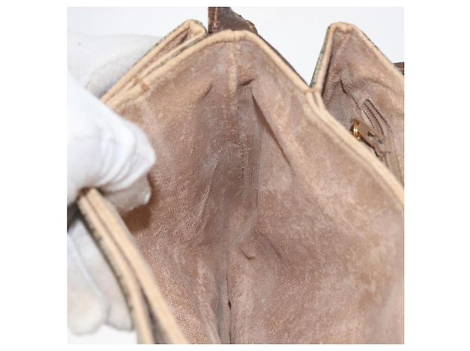 Borsa a Spalla Gucci GG Supreme Web Sherry Line PVC Beige Oro Auth 175366 D'oro - vista 23