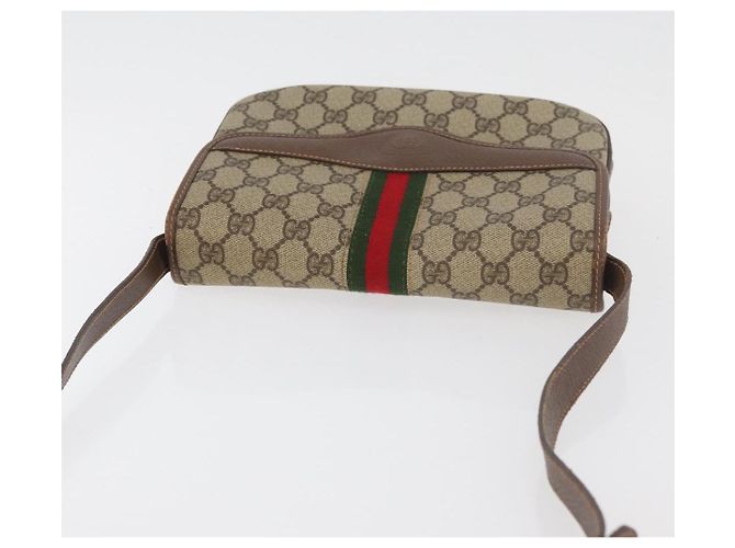 Borsa a Spalla Gucci GG Supreme Web Sherry Line PVC Beige Oro Auth 175366 D'oro - vista 6