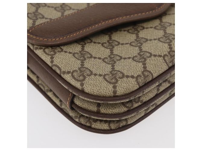 Borsa a Spalla Gucci GG Supreme Web Sherry Line PVC Beige Oro Auth 175366 D'oro - vista 9