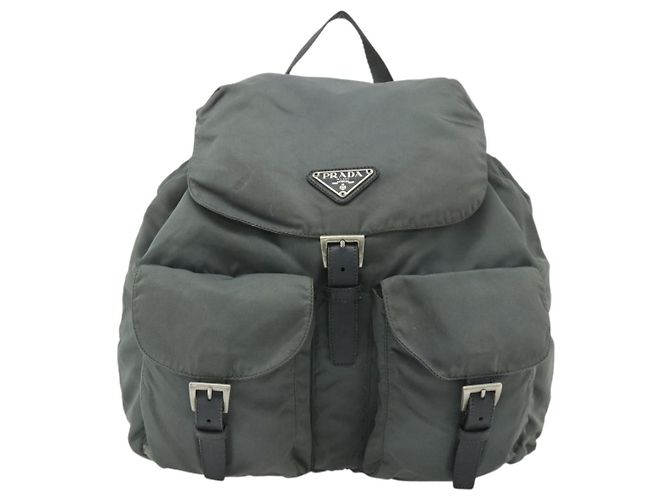PRADA Backpack Nylon Gray Silver Auth bs34650 Brown Silvery - view 13