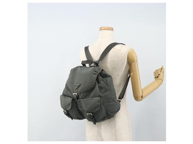 PRADA Backpack Nylon Gray Silver Auth bs34650 Brown Silvery - view 27