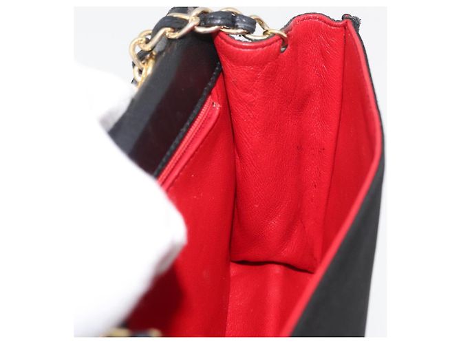 CHANEL Borsa a Spalla Matelassé con Catena Nylon Nero Oro CC Auth 176872 D'oro - vista 19