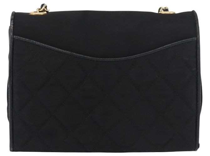 CHANEL Borsa a Spalla Matelassé con Catena Nylon Nero Oro CC Auth 176872 D'oro - vista 2